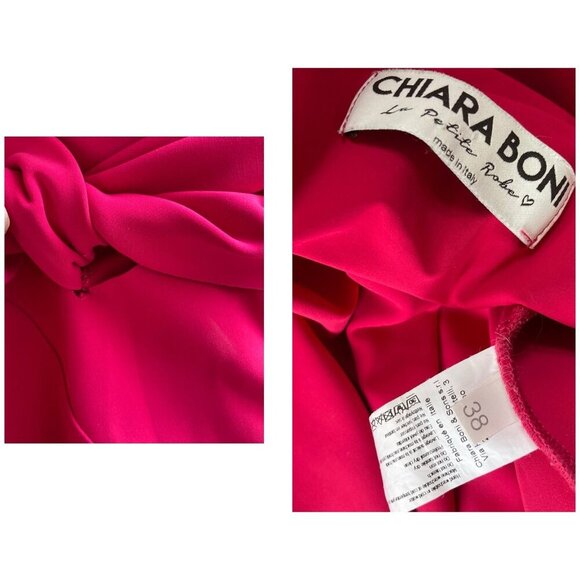 CHIARA BONI LA PETITE ROBE Mimmaly Side-Knot Sheath Faux Wrap Dress FUSCHIA $695 - Picture 11 of 12